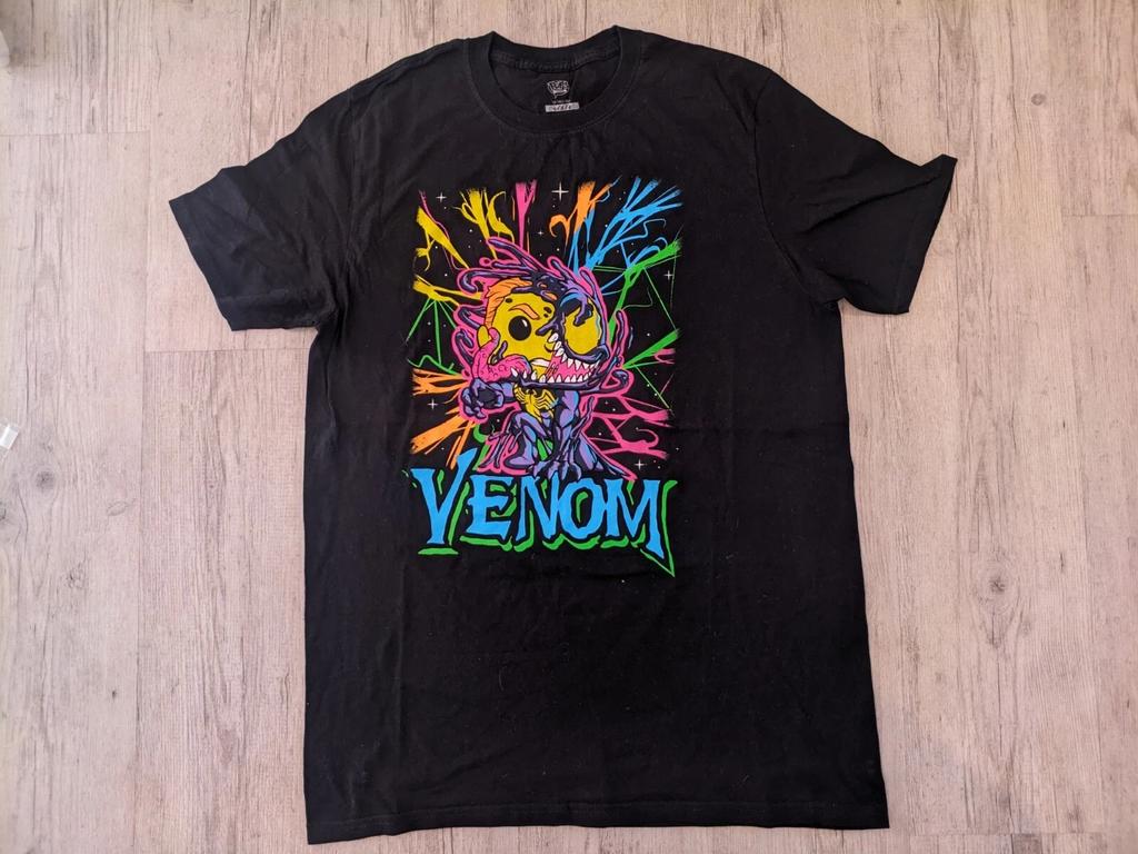 Funko Tee Marvel Venom Eddie Blacklight 100% Cotton T-shirt Mens Tees Top Pop (size L) Large Spider-Man