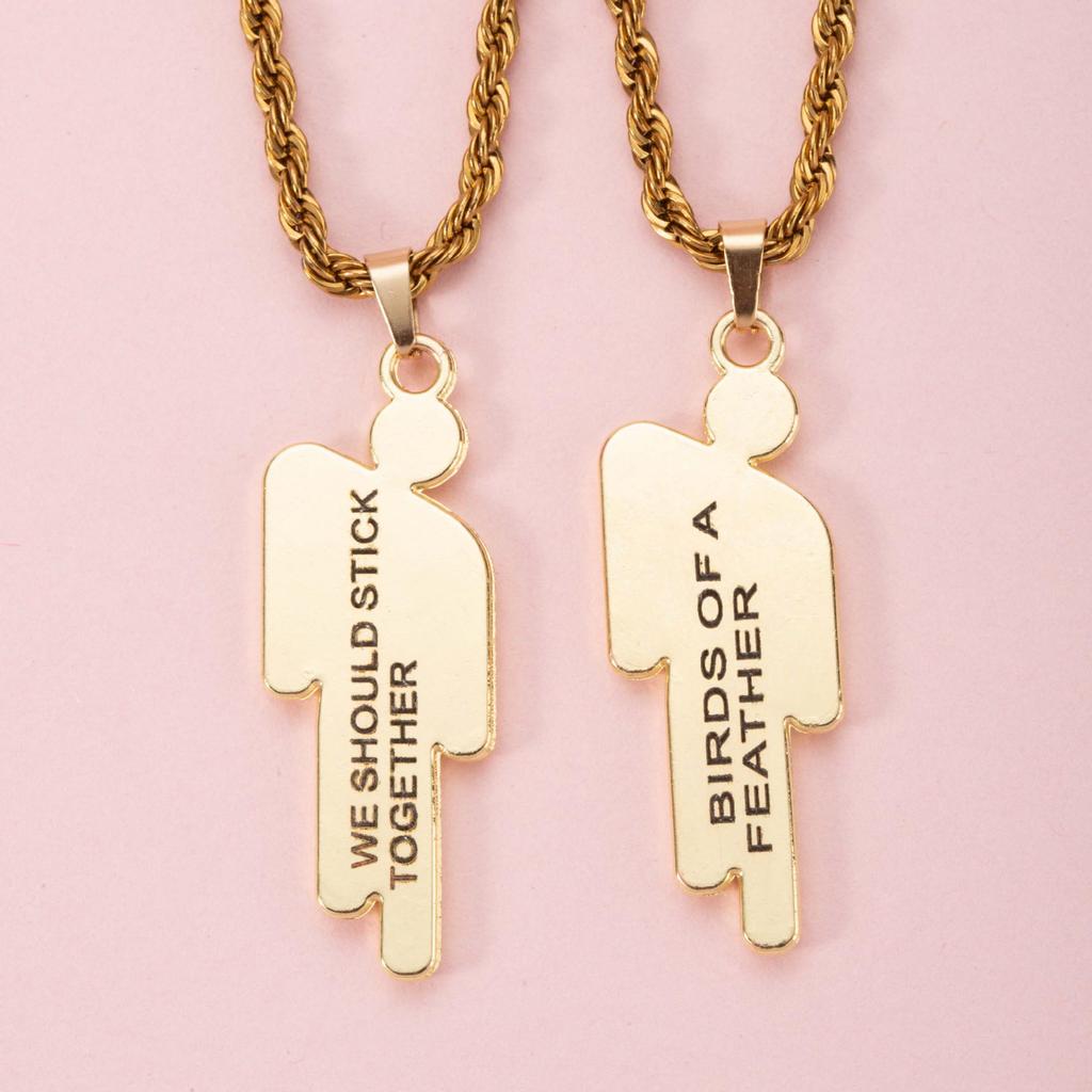 Trendy Hip Hop Double Crooked Head Pendant Necklace - Perfect Valentine's Day Gift