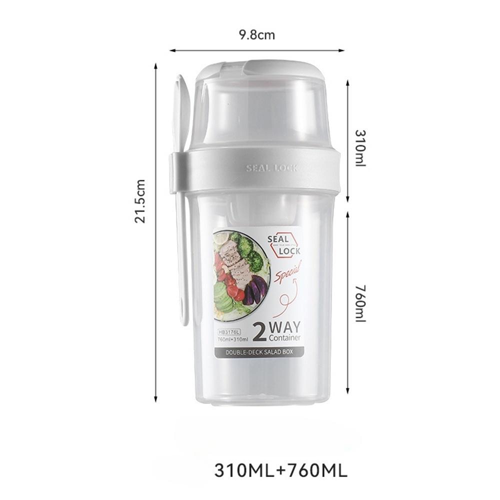 Portable Blender Double-layer PP Salad Cup with Fork Seal Washable Light Meal Scale Juice Cup Large Capacity Fat Reducing Cup