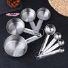 Stainless Steel Measuring Spoon Set Kitchen Baking Tools with Scale 4/6/8Pcs Egg Beater Measuring Cup Ruler for Accurate Cooking