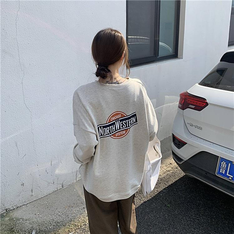 Padded Loose Casual Sweater Female Fall and Winter Jacket Ancient Round Neck Long Sleeve Bottoming Shirt Tops Fashion Retro Versatile Sweatshirt
