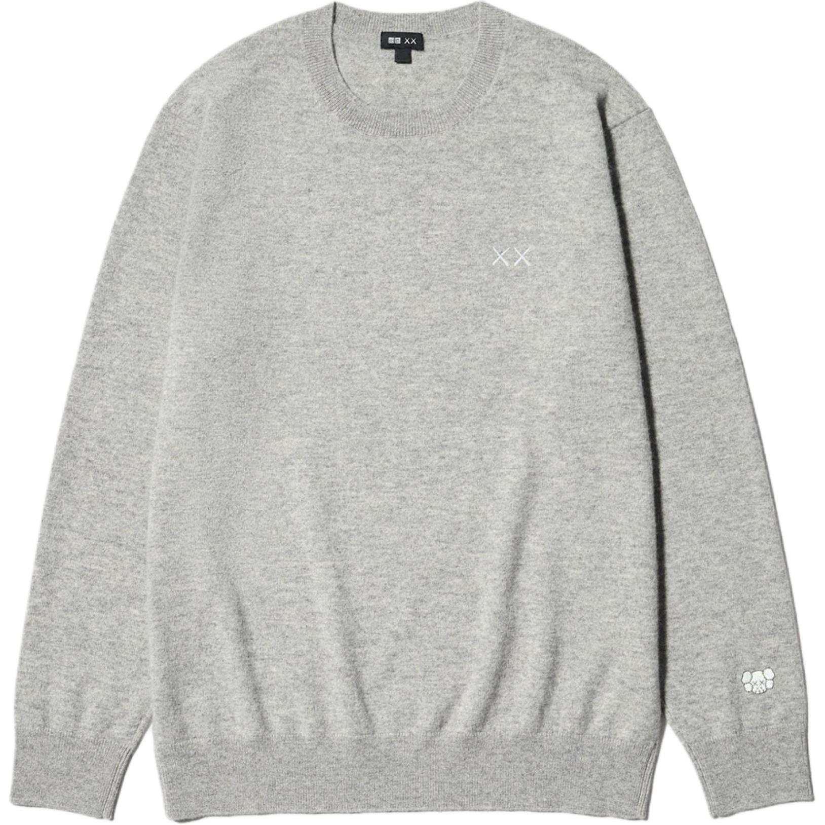 UNIQLO Осень/Зима 25 Манжета с вышитым логотипом Удобный джемпер с круглым вырезом из кашемира Унисекс свитер 485272-03 2XL