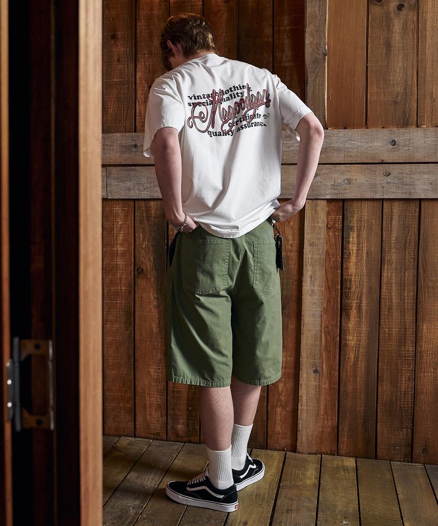 MAGOODGAN Bernard 4918 Double-Pleated Khaki Elastic Waist Shorts