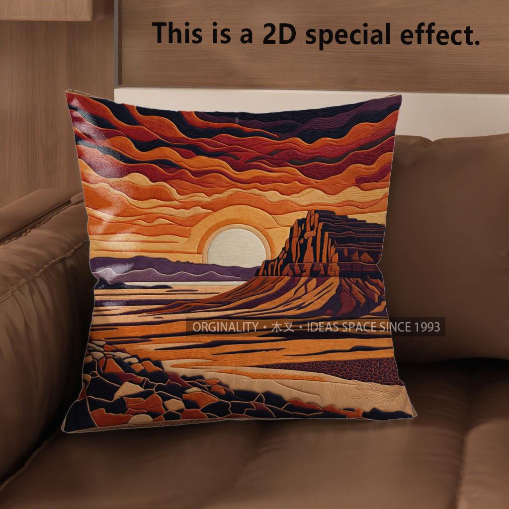 2D Southwestern Desert Sunset Throw Pillow Covers** Pattern Cushion Cover Suitable For Sofa Bedroom Car Pillow Cover