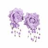 Beads Tassel Flower Earrings Temperament Women Jewelry Fashion Drop Earrings  Party