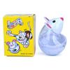 Mouse shaped wobbly creature rolling and splashing food, pet puzzle cartoon cat toy leaking food, feeding
