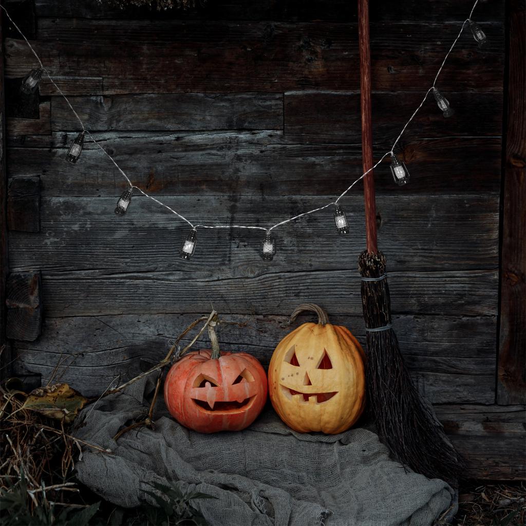 Halloween Retro Lamp String LED Black Lantern Decor for Plants Balconies Signs Furniture Garden Porch Window Wall Door