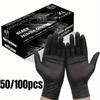 Durable Disposable Black Thickened Nitrile Gloves - Oil-Resistant 