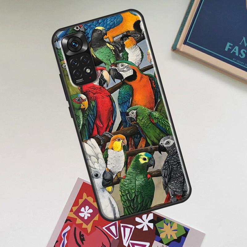 Animal Parrot Birds Case For Xiaomi Redmi Note 12 Pro Plus 8 9 10 11 Pro 8T 9S 10S 11S 12S 9C 10A 10C 12C Cover