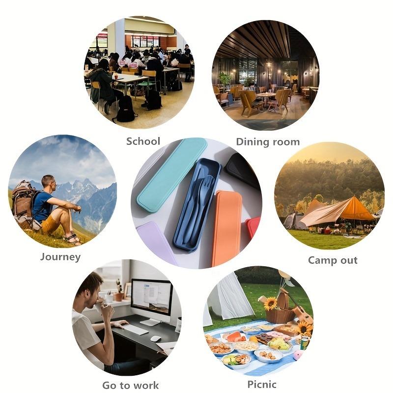 3In1 Portable Cutlery Set Reusable Home Travel Utensil Set Fork Spoon Knife with Box Dinnerware Set Picnic Camping Tableware