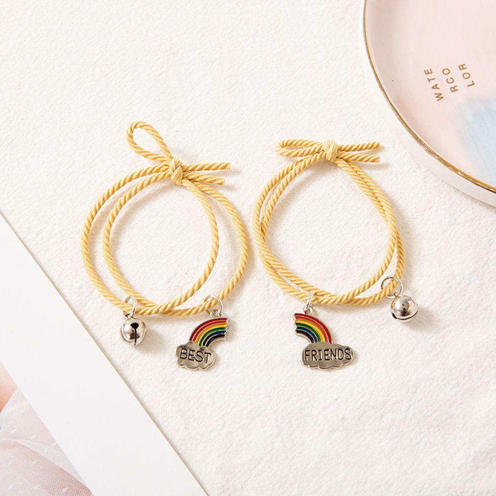Gift Pendant Braided Rope Bell Bangle Jewelry Best Friend Bracelets Rainbow Friendship Hairbands