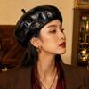 Autumn and Winter Hats Women's High-end Face Small Octagonal Hats High-quality Hong Kong Style Leather Beret Pumpkin Hat Tide