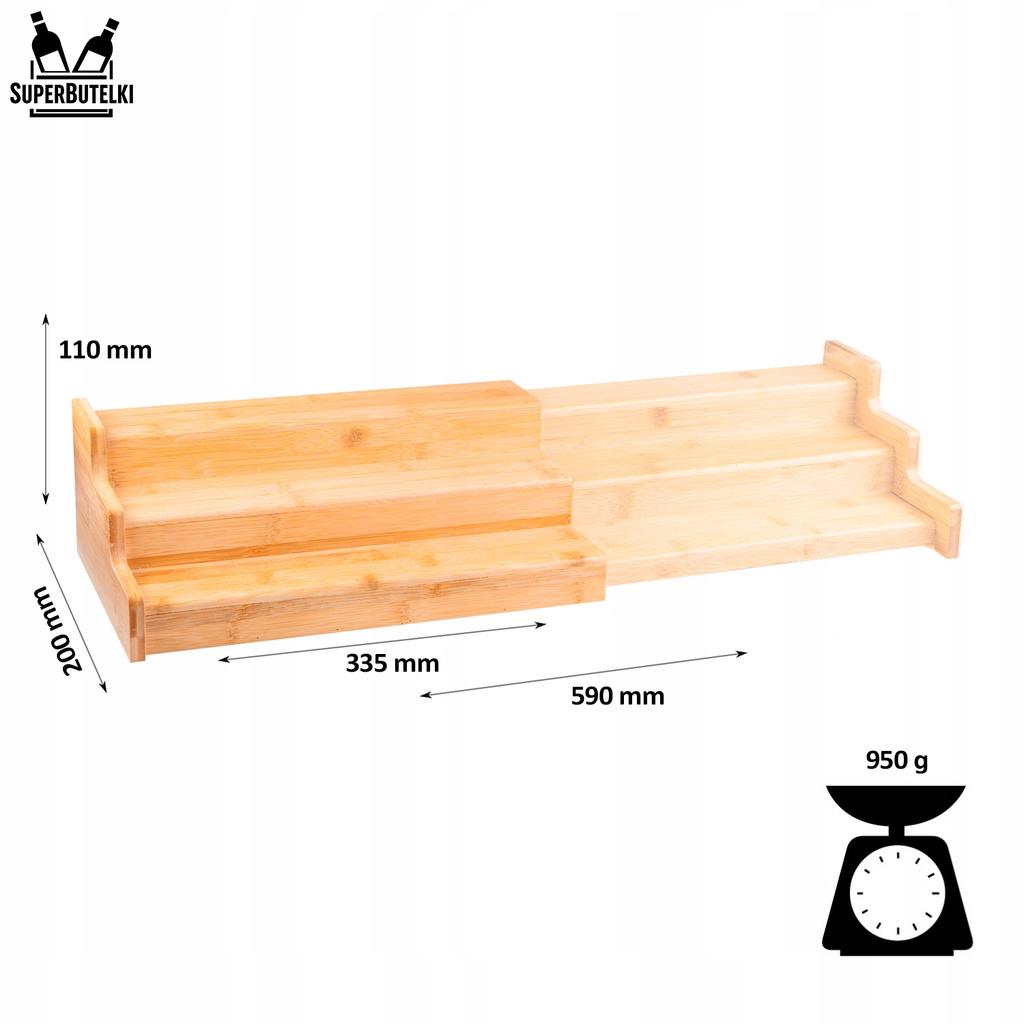 Extendable bamboo spice rack