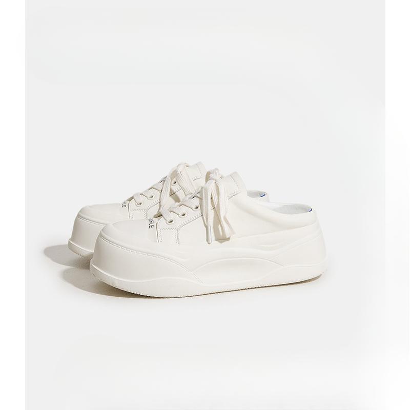 

New Versatile Casual Shoes for Women To Wear Outside with Thick-soled Height-increasing Toe Caps and Half-slipper Boots 33 бежевий