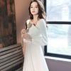 Spring White Dress High-end Wedding Usual Party Temperament Simple Square Collar Dress Spring and Autumn Women