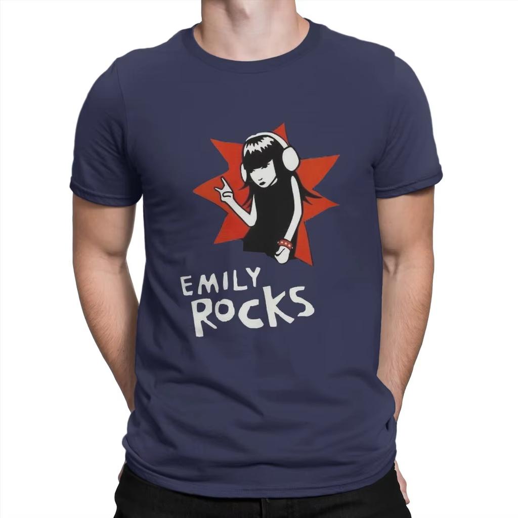 Humorné klasické pánské tričko z čisté bavlny s krátkým rukávem s potiskem kresleného filmu Emily The Strange