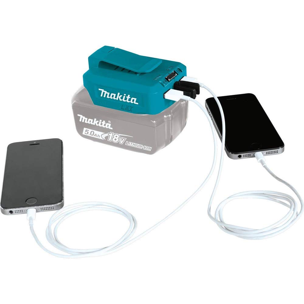 Makita ADP05 USB Adapter for 14.4V/18V Batteries, 2-Port USB Output, Battery Sold Separately