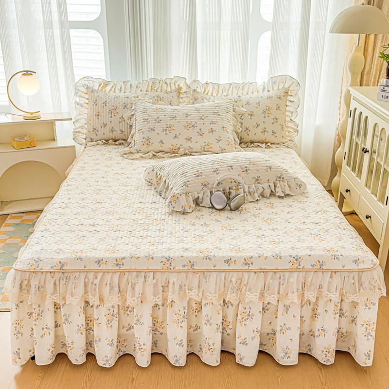 Solid Color Skin-friendly Bed Skirt Single Piece Four-season Universal Dust Cover Cover Ugly Bed Skirt, No Pillowcase