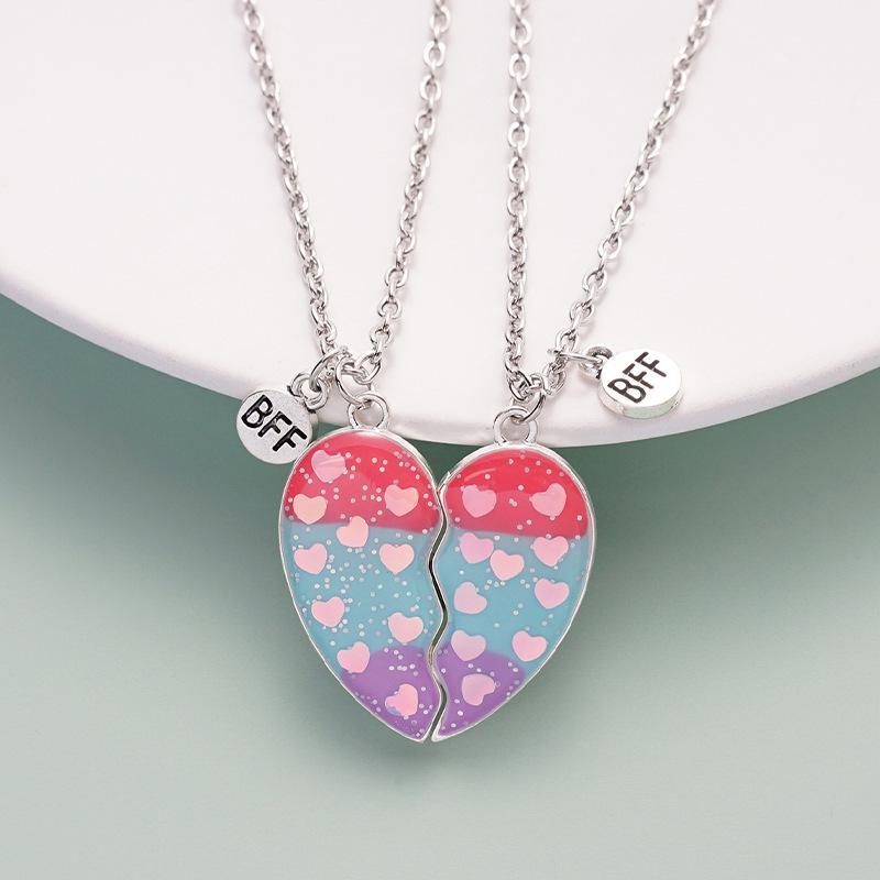 Korean Style BFF Heart Magnetic Necklace - Cartoon Pendant Sweet Birthday Gift