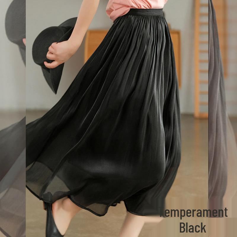 New Women's Iridescent Double Layer Pleated Puff Skirt - Korean Style Fairy Mesh Skirt