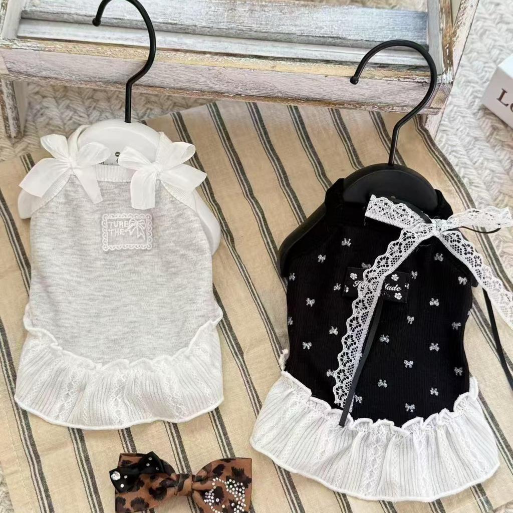 Pet Cat Bow Skirt Cute Teddy Small and Medium Sized Dog Hanger Tank Top Dog Dresses for Small Dogs Puppy Clothes