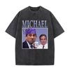 The Office Dunder Mifflin Dwight Washed T-shirt Tv Show Scranton The Electric City T Shirts Mens Gothic Rock Vintage T-Shirts