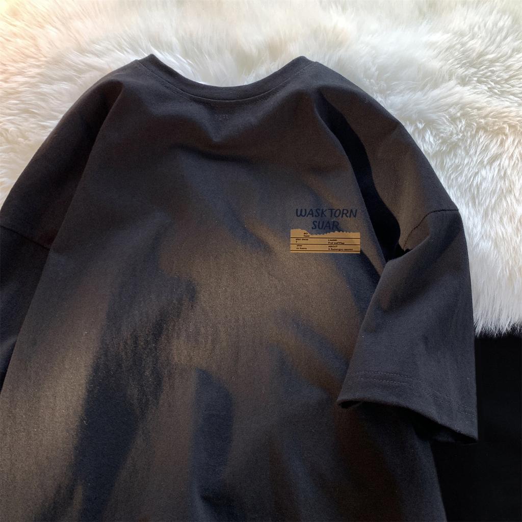 Short-sleeved Men's Summer Cotton Bottoming Shirt T-shirt Tide Brand Half-sleeved Trend All-match Hong Kong Style Japanese T-shirt American Casual