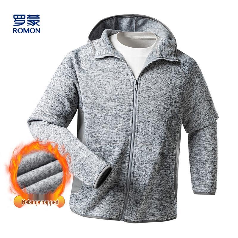 

Luomeng Men s Puffy Floral Yarn Hooded Fleece Jacket L