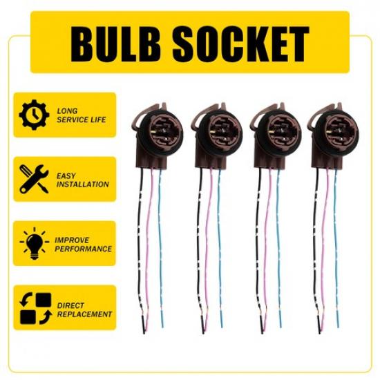 4x 3157 Bulb Socket Brake Front Turn Signal Light Harness Wire Plug Connector US