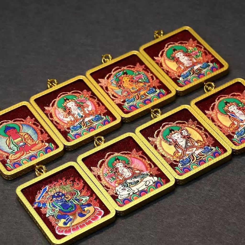 Tibetan Hand-painted Thangka: Mineral Pigment Zodiac & Eight Guardian Deities