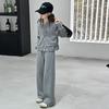 Girls' 2025 Fleece-Lined Set: Trendy Two-Piece Striped Top & Casual Pants for Autumn/Winter
