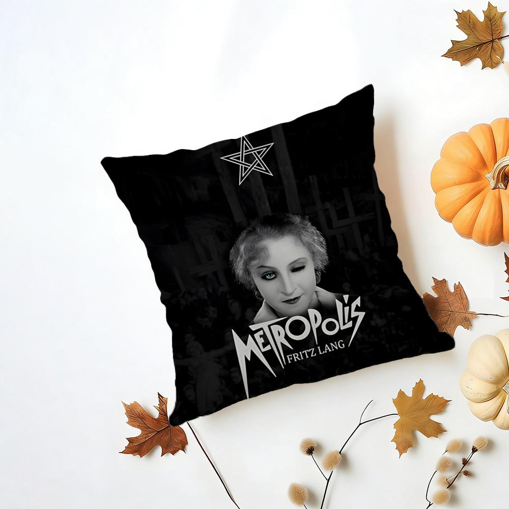 Film Classic M-Metropolis 1-1927 Cushion Cover Washable Linen Pillowcase Soft For Daily Sofa Bed Home Room Decor