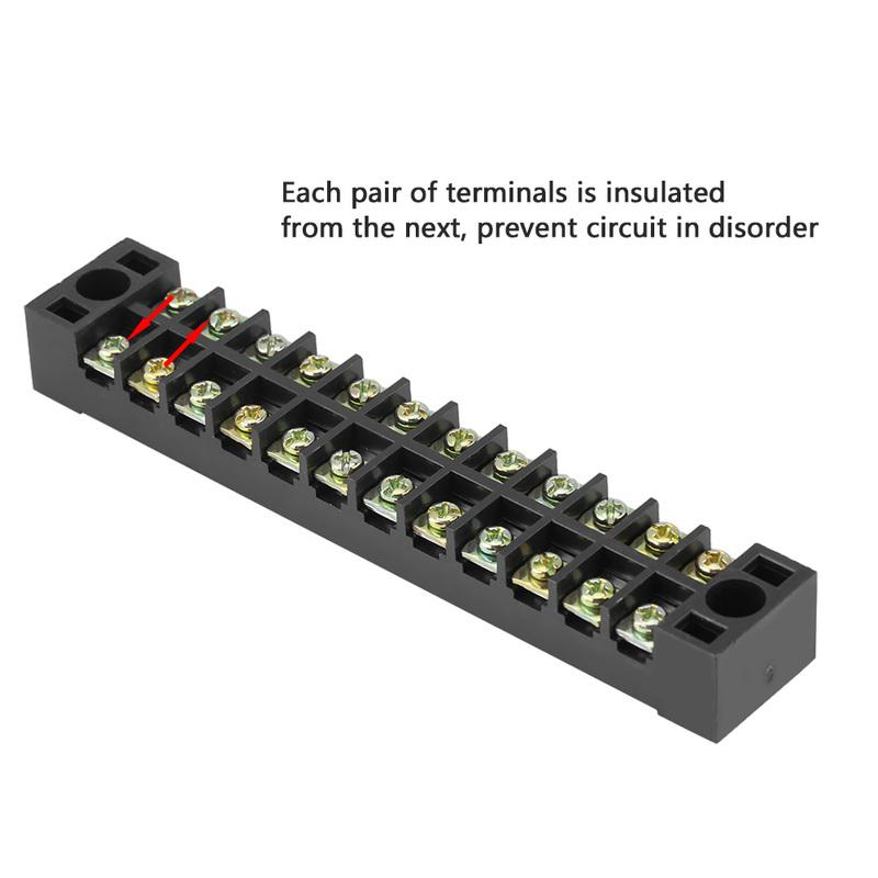 600V 15A Screw Terminal Block Dual Row 12 Positions 600V 15A Screw Terminal Block Pre ulated Terminal Barrier Strip