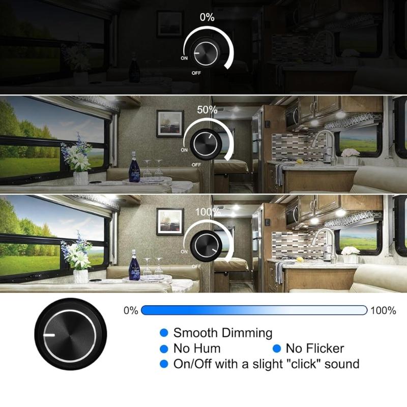 Knob Type 12-24V Low Voltage Light Strips Dimmer for LED Lights Interior, Truck Ceiling Lights Strips Easy To Install