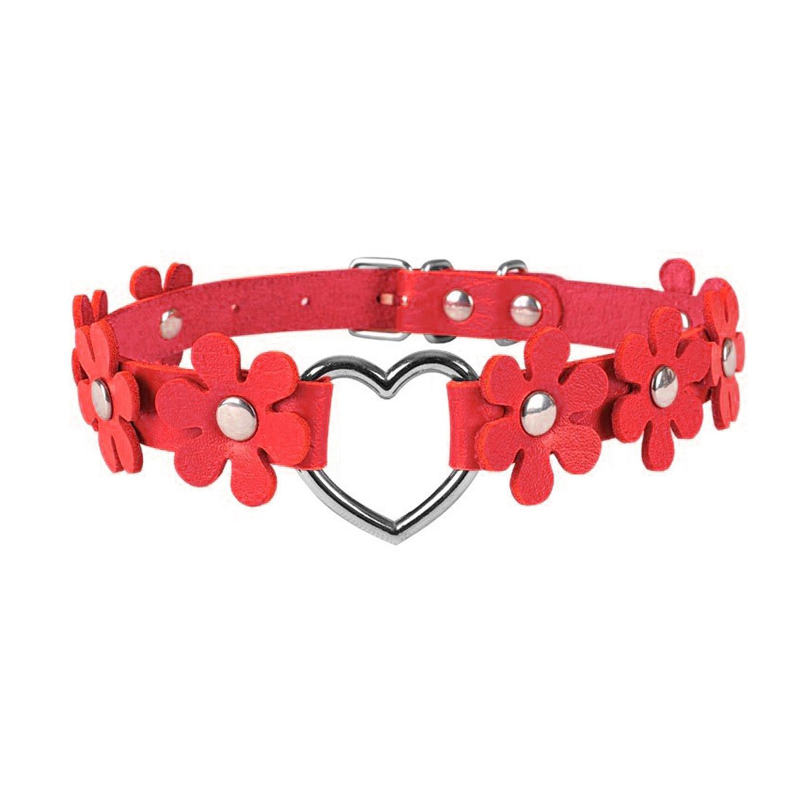

Ожерелье-чокер из искусственной кожи с полым сердечком, ожерелье-чокер для женщин, ожерелье-чокер в стиле панк, подарки красный