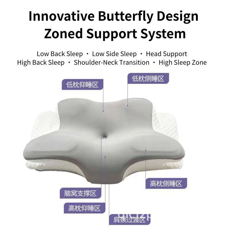 1pcs Butterfly Shaped Neck Protection High-density Memory Cotton Pillow Science Partition Slow Rebound Cervical Pillow Soft Wrapped Adult Pillows