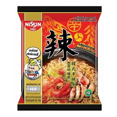 NISSIN Instant Noodles Premium Korean Hot and Spicy Soup Flavour 60 G. X 5 / 10 / 15 / 20 Pcs