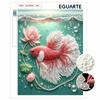 DIY Framed Pearl Painting Kit Betta Fish Lotus Pattern Sparkling Bead Canvas Creative Craft Gift for Women and Adults Relaxation Art Project