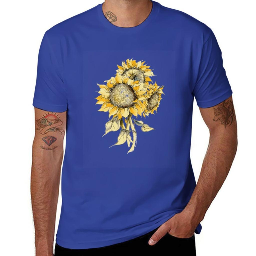 Yellow Sunflowers TShirt Cute Tops Blanks Designer T Shirt Men