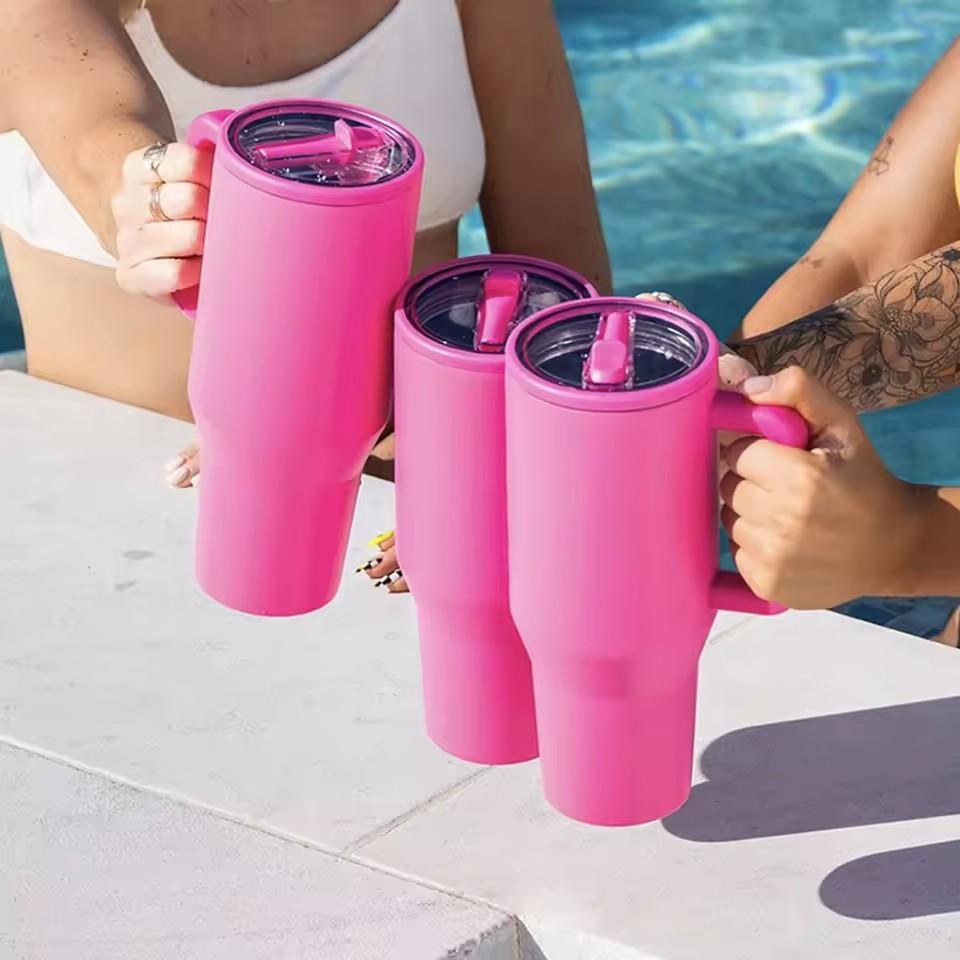 40 Oz Insulated Tumbler with Handle Straw Double Wall Vacuum Leakproof Thermal Iced Travel Mug Hot Drink Coffee Cup with Lid