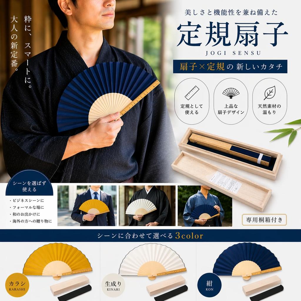 Shoroku Lineal aus Paulownia-Holz mit Fächer Einzigartiges Geschenk für Tag [Nishikawa Shoten] Fächer/Bambus, Schachtel, Beutel, Stilvoll, Design, Vatertags (Marine), Herren