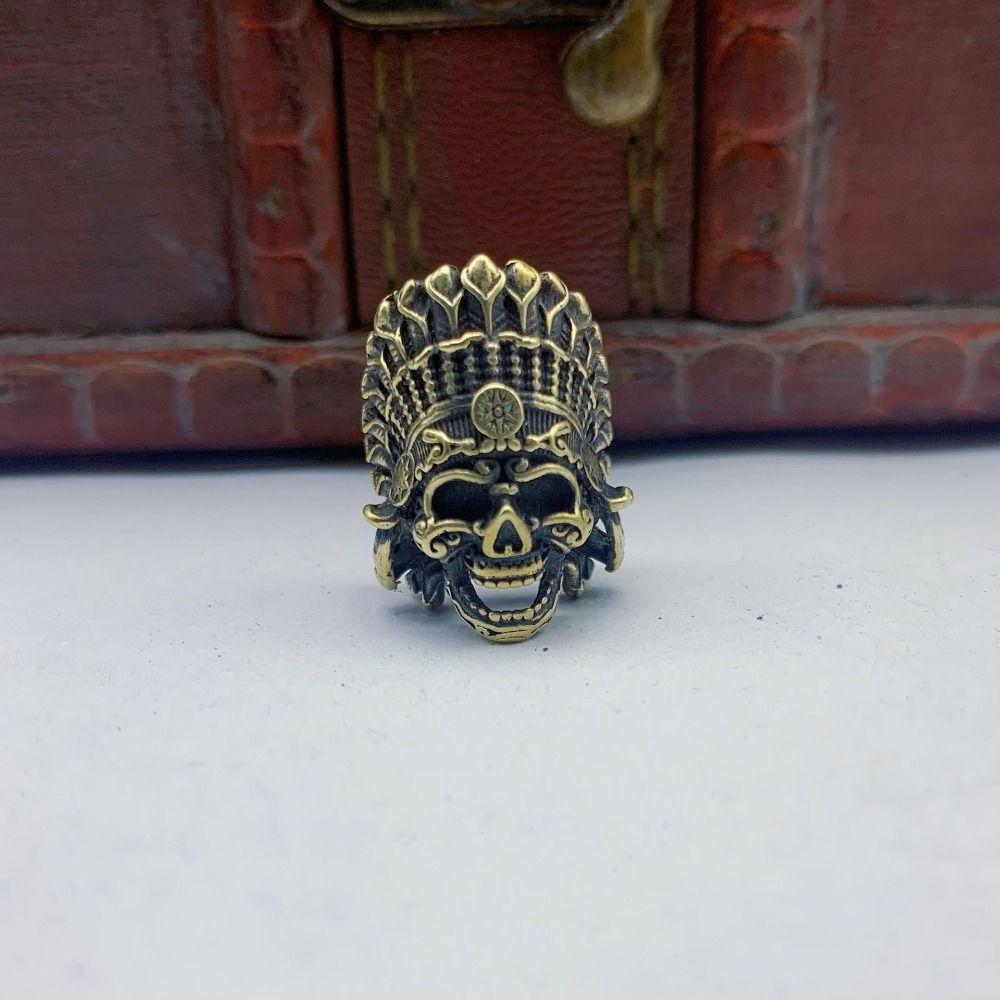 African Tribal Chieftain Brass EDC Skeleton Pendant Crown Outdoor Tools  EDC Outdoor Tools