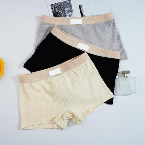 Women Underpants Slim Fit Solid Color Elastic Waistband Cotton Crotch Mid Waist Good Breathability Lady Boxers Female Daily Underwear