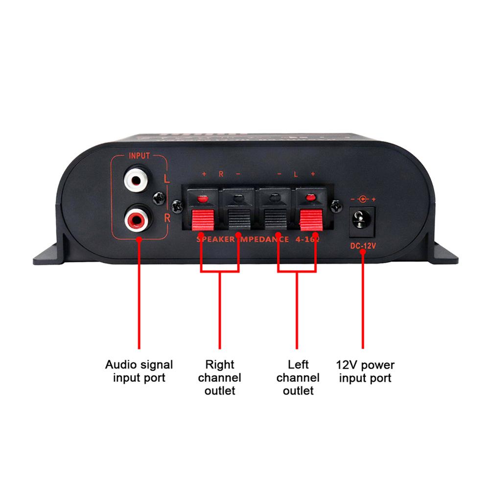 AK170 Audio Power Amplifier RCA Input Mini Audio Amplifier 20W*2 HIFI Stereo Audio Amplifier with LED Light Ring for Car Home China Mainland