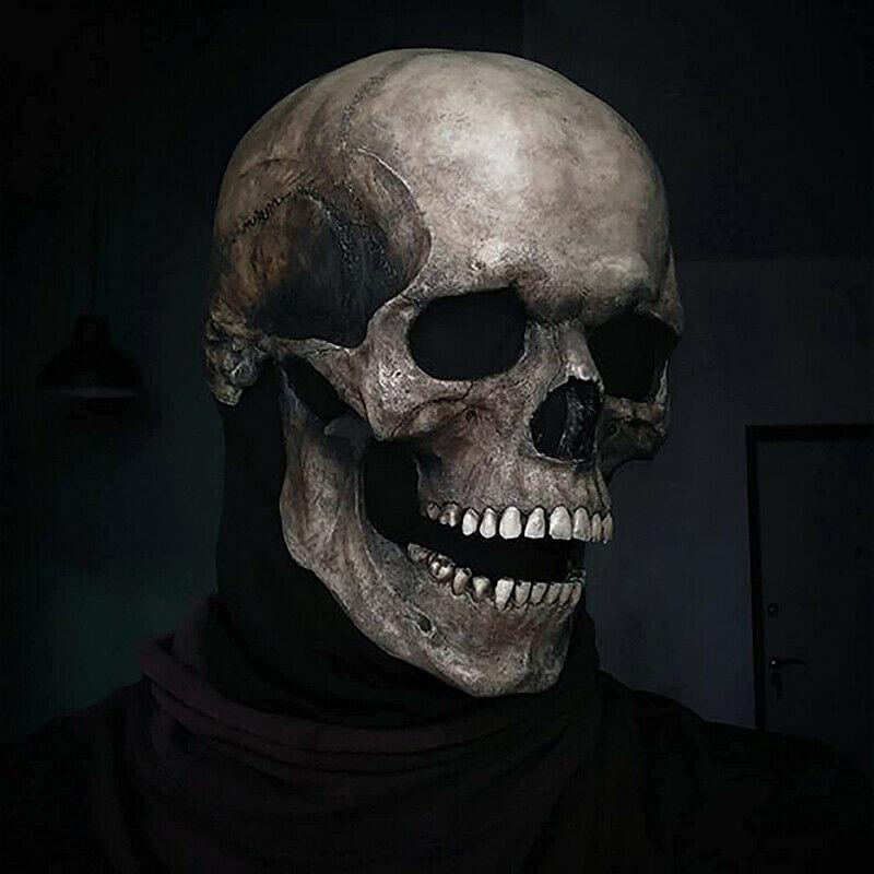 Latex Huvudskallemask Hjälm med Rörlig Käke Party Halloween Rekvisita Huvudbonad