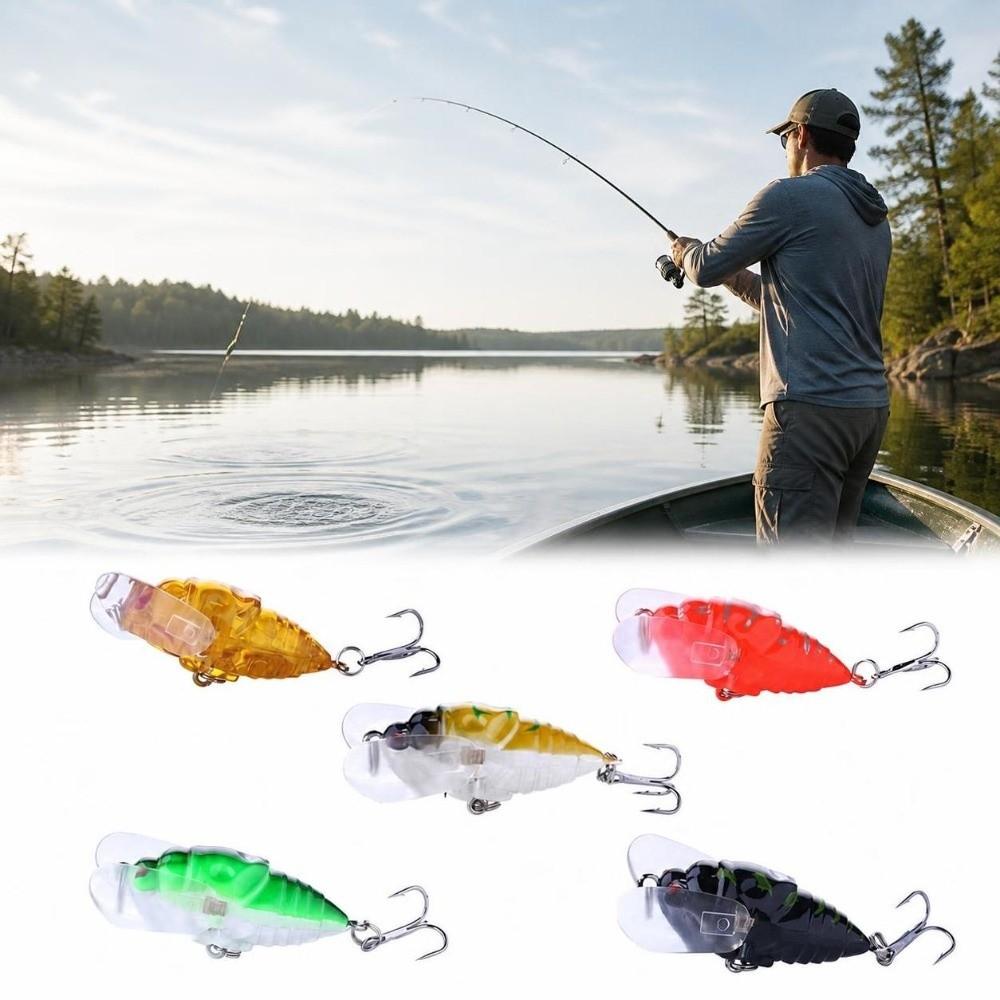 5PCS Floating Popper Hard Lure with Double Triple Hook Artificial Fishing Bait Freshwater