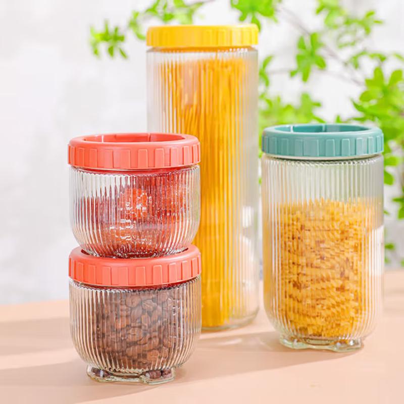 Lovewish Cat Paw Vertical Stripe Glass Storage Jar 5-Piece Set