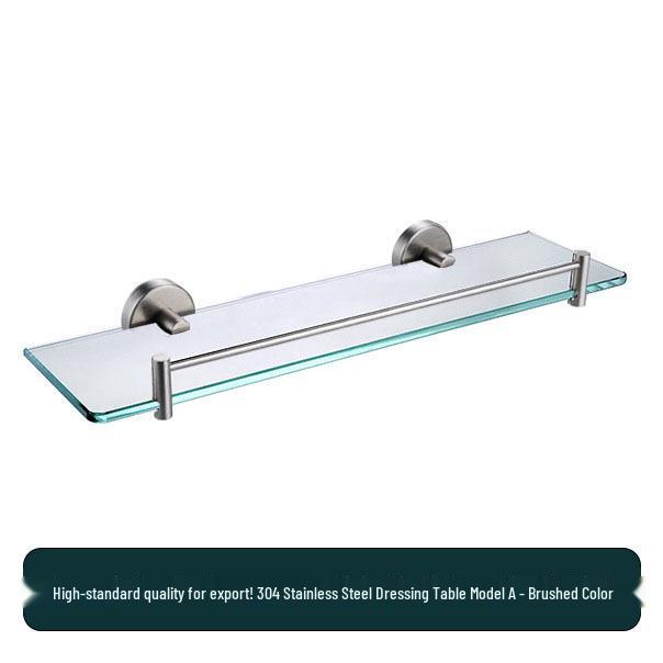 Stainless Steel Bathroom Towel Rack Set with Mirror Shelf & Nail-Free Installation