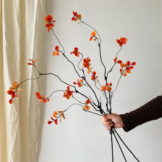 3 Pcs Faux Fall Leaves Stems Artificial Ficus Branches Fall Ficus Foliage