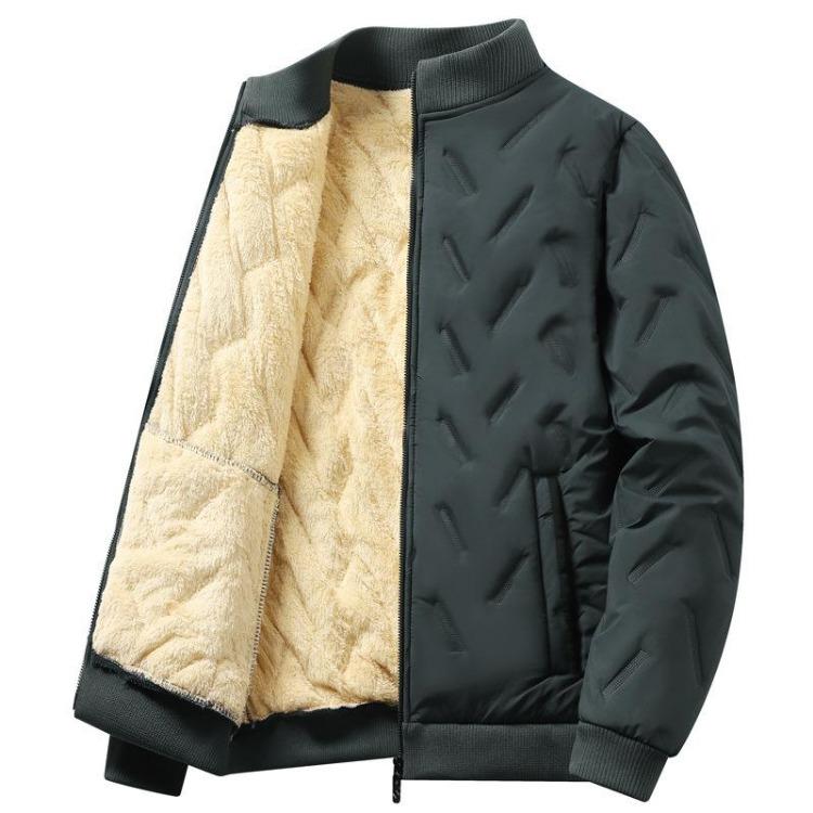 

Winter Velvet Casual Jacket Lamb Flannel Cotton Coat Stand Collar L